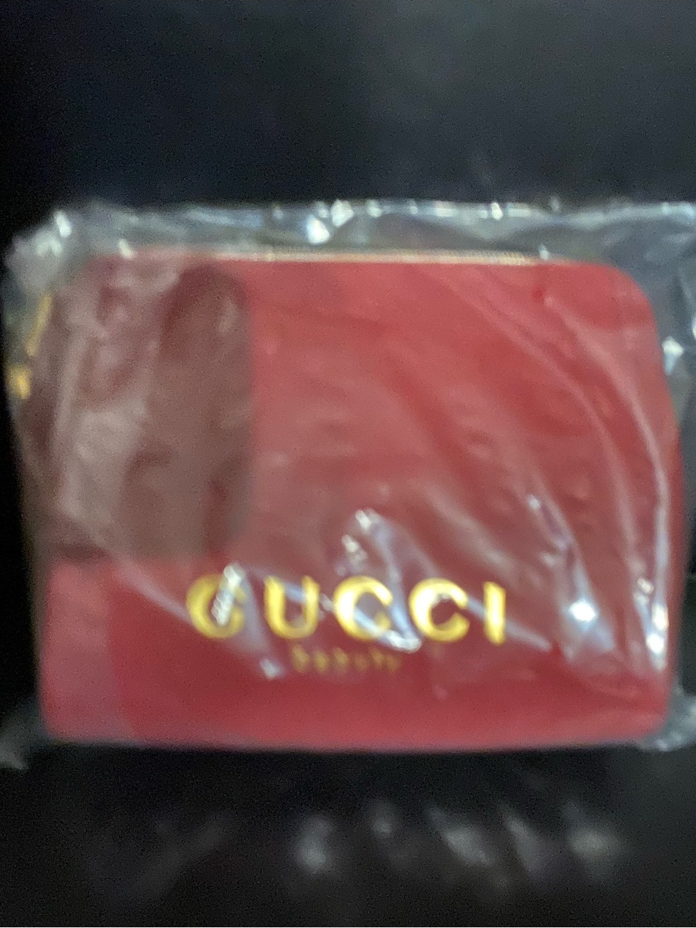 Gucci Red Zip Wallet with Gold Logo
